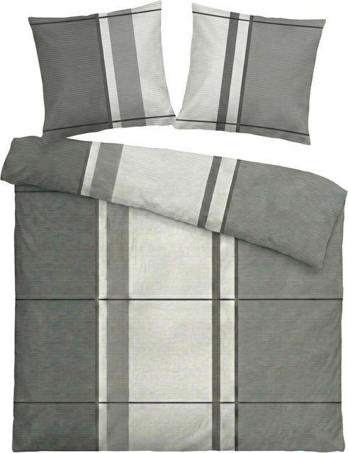 Joop Mako-Satin Bettwäsche Zip Set aus Baumwolle, Grau, B/H: 200 x 220 cm mit Kissenbezug 80 x 80 cm - Bild 1