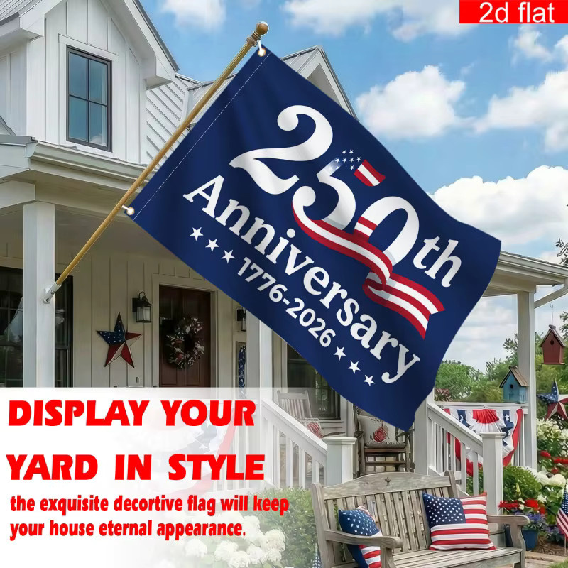 VIKAMA Dekorative Gartenflagge zum 250. Jahrestag der amerikanischen Flagge, 2D-Flachbanner für den Außenbereich, B: 90 cm, H: 150 cm - Bild 2
