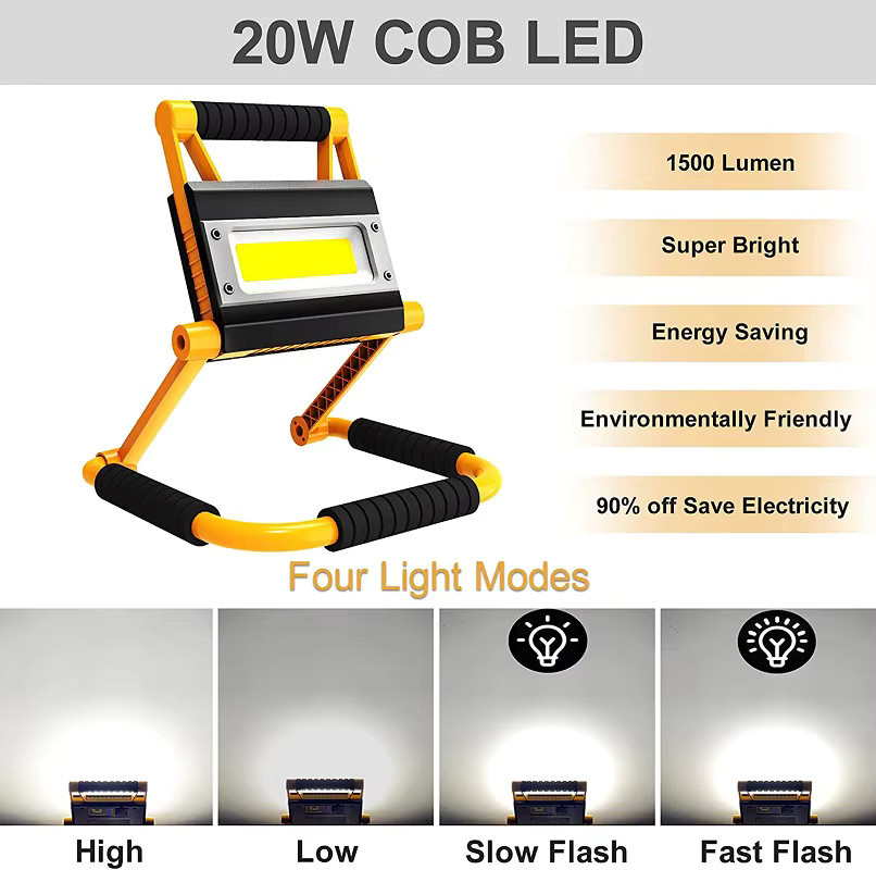 POCKETMAN LED Arbeitsscheinwerfer 380 W mit hoher Lumen-Leistung, faltbare Akku-Arbeitslampe für Camping und Autoreparaturen - Bild 2