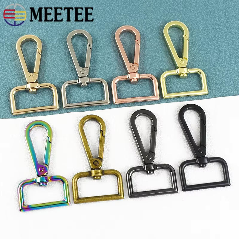 Meetee Metall-Karabinerhaken Set mit Drehverschluss und Schnallen für Taschen und Schlüsselanhänger, Schwarz und Mehrfarbig, Größe: 16 bis 50 mm - Bild 2