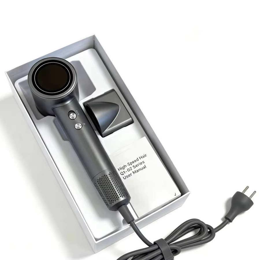 Blattloser Haartrockner, 1500W, Grau, mit LCD-Display - Bild 2