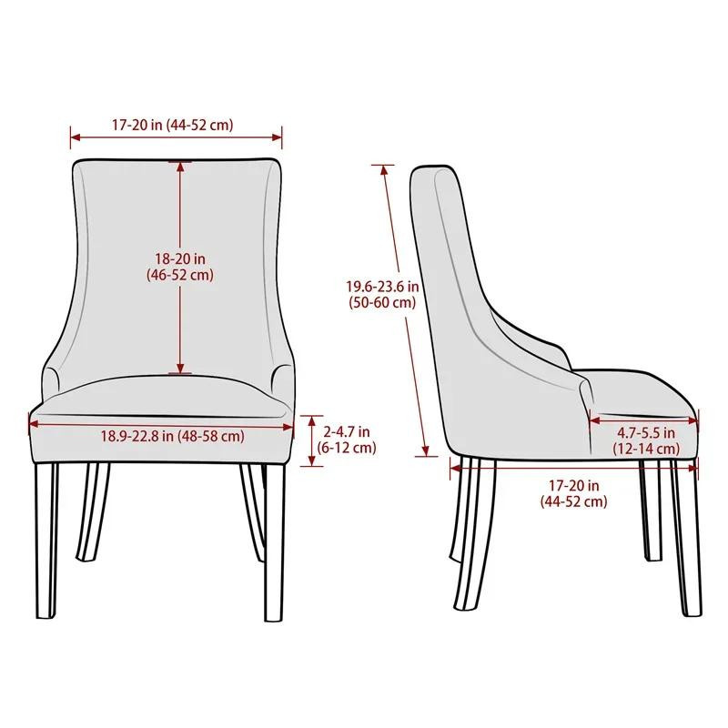 Elastischer Samt Esszimmerstuhlbezug mit hoher Rückenlehne in Rot von Household supplies MH - Bild 3
