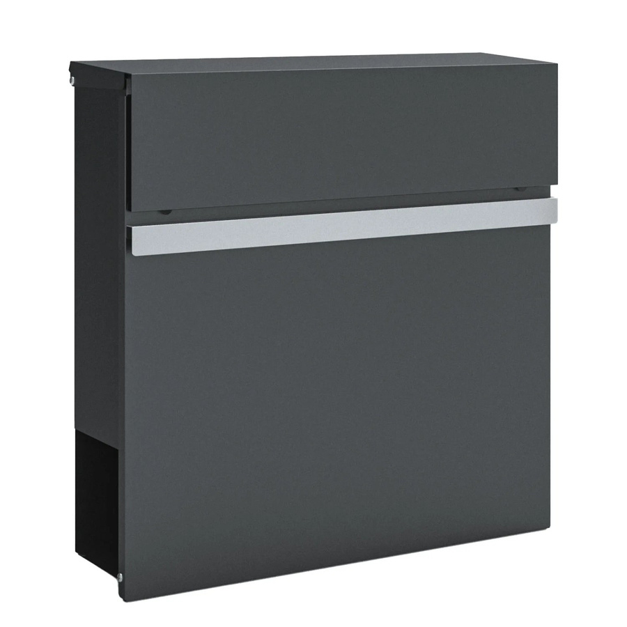 KARAT Wandbriefkasten Gaston aus Stahl mit Zeitungsfach und Edelstahl-Namensschild in Anthrazit und Silber, B/T/H: 37,0 x 10,5 x 37,0 cm - Bild 2