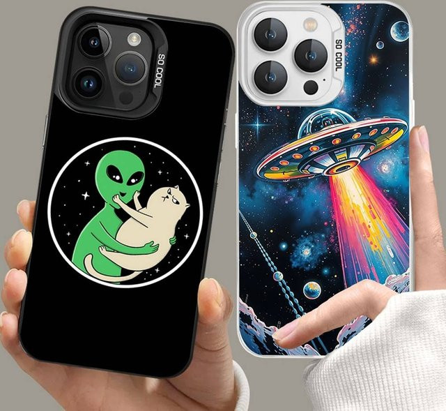Cove Alien und UFO Handyhülle für iPhone 11 bis 17 Pro Max und weitere Modelle in Schwarz - Bild 1