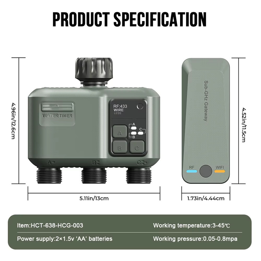JIHUAN Tuya Smart Garten-Sprinkler-Wassertimer mit WLAN und RF433, programmierbarer automatischer Bewässerungscontroller mit Filter in Grau - Bild 5