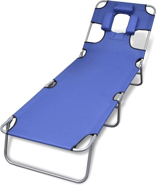 vidaXL Klappliege Blau mit verstellbarem Kopfkissen aus pulverbeschichtetem Stahl und UV-beständigem Polyester - Bild 1