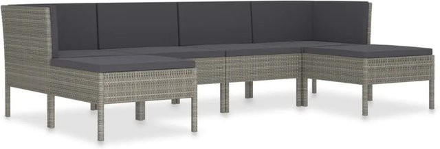 vidaXL 6-tlg Garten-Lounge-Set in L-Form aus Poly Rattan und Metall mit Auflagen in Anthrazit Grau - Bild 1