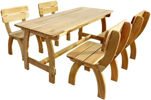 vidaXL 5-teilige Garten-Essgruppe aus imprägniertem Kiefernholz in Braun und Grün, B/T/H: 150 x 60 x 86 cm - Bild 1