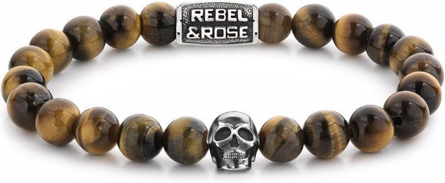Rebel & Rose Armband Edelstahl, Tigerauge, Silber, Herren - Bild 1