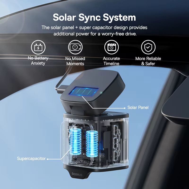 Baseus 3K Dash Cam VD1 Auto DVR Kamera mit Vorder- und Rückkamera, integriertem GPS und 24H Parkplatzüberwachung, Schwarz - Bild 5