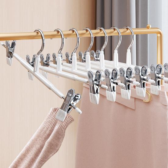 Dongfang HOME Set mit 8 stabilen Hosenbügeln aus verchromtem Metall mit rutschfestem Gummibeschichtung in Grau - Bild 2