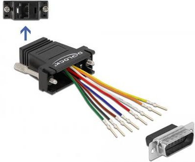 Delock 66647 VGA zu RJ45 Ethernet LAN Adapter Schwarz [1x D-SUB-Stecker 15pol. - 1x RJ45-Buchse] - Bild 1