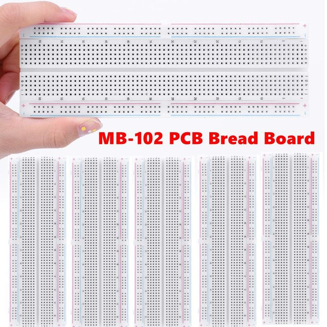ALLOET MB-102 PCB Breadboard DIY Kit für lötfreie Schaltungen, 10 Stück, Weiß - Bild 1
