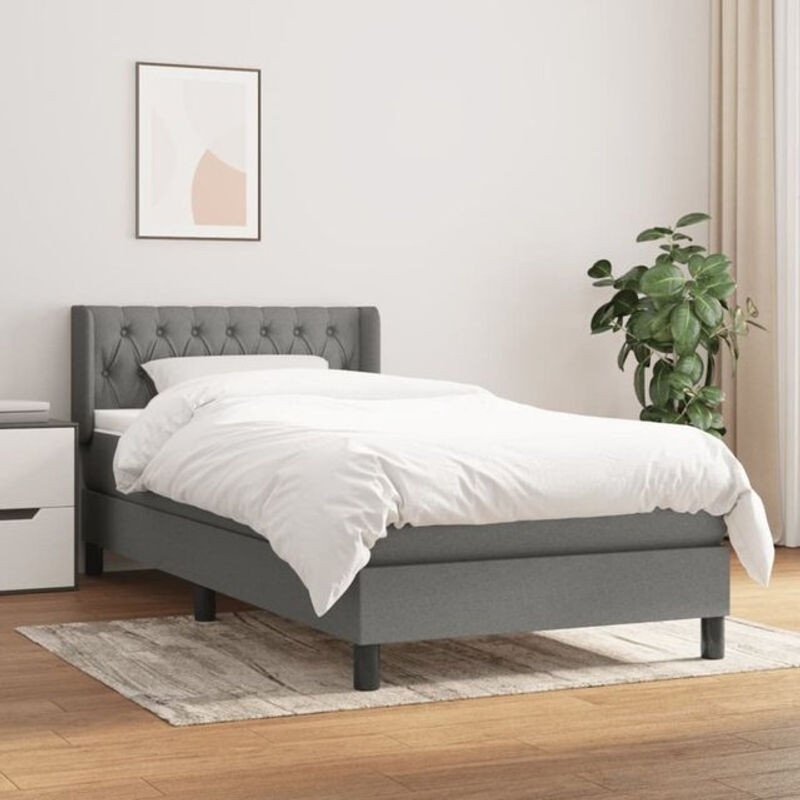 vidaxl Boxspringbett mit Matratze aus Stoff in Anthrazit B/T/H: 90 x 190 cm - Bild 1
