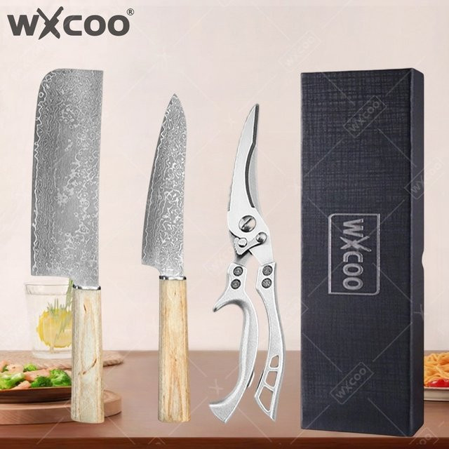 WXCOO Damaszener Stahl Kochmesser aus 67 Lagen, Japanisches Paring Knife für Gemüse und Obst, Silber mit Holzgriff - Bild 1