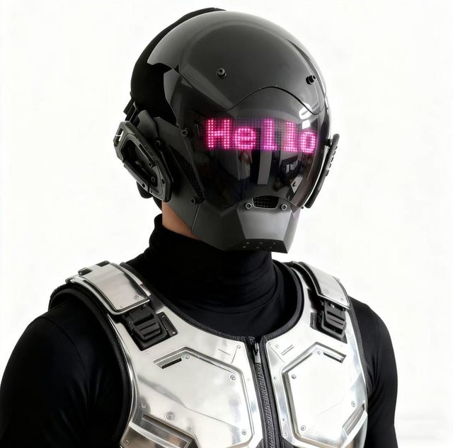 ROAMO Cyberpunk LED Helm Maske, mit eingebautem Bildschirm, APP-Steuerung, rosa - Bild 1