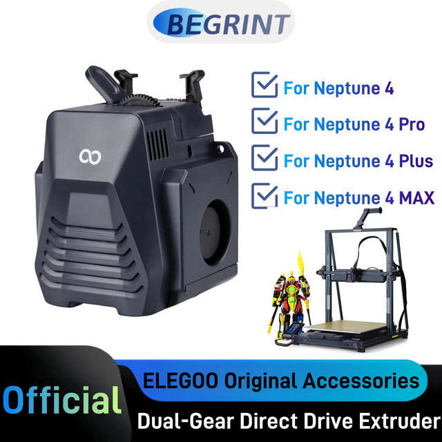 ELEGOO Dual-Gear Direktantrieb-Extruder für Neptune 4, Pro, Plus und Max 3D-Drucker in Schwarz - Bild 1