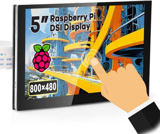 OSOYOO 5 Zoll kapazitiver Touchscreen LCD-Display-Monitor für Raspberry Pi 5 4 2 3 3B+ in Schwarz - Bild 1
