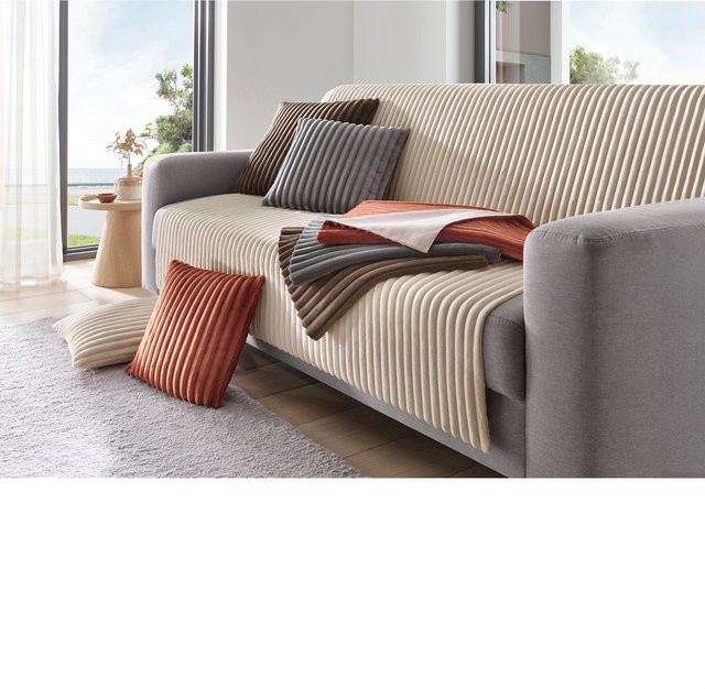 Heine Sofa-Set mit Armlehnenschoner und Kissenhülle in Braun mit Wabenstruktur und Anti-Rutsch-Rückseite - Bild 1