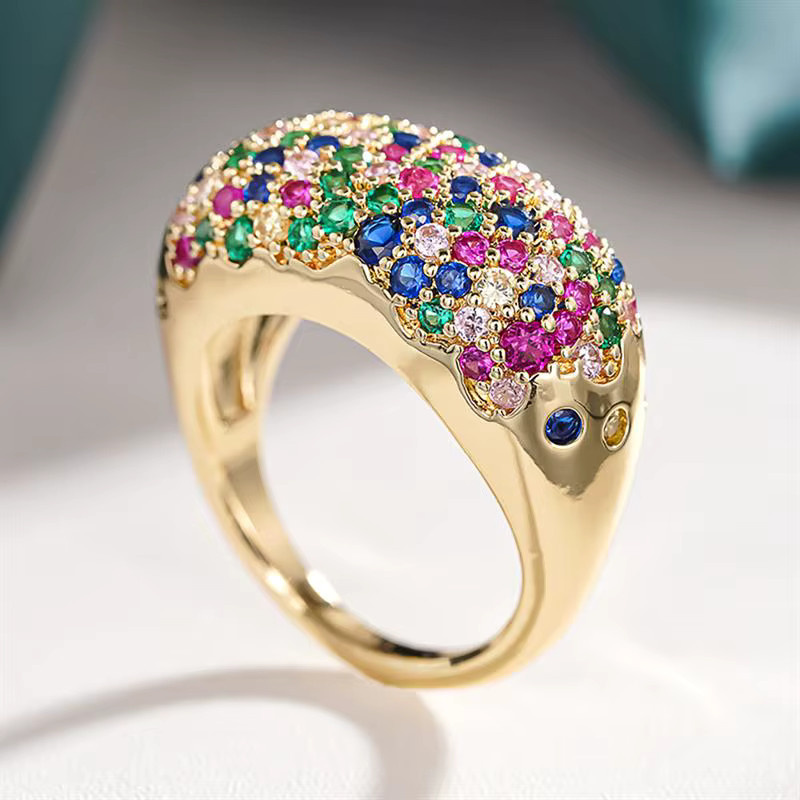 Huitan Damenring, Goldfarbe, Zirkonia, Damen - Bild 2