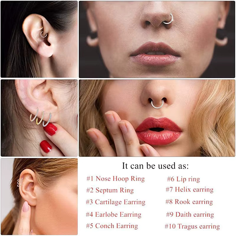 Piercing Hoops Titan, Zirkonia, Unisex - Bild 3