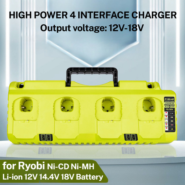 Ryobi Ersatzladegerät für Ni-CD, Ni-MH und Li-Ion Akkus 12V, 14,4V und 18V, Schnellladegerät 3A, Gelb - Bild 1
