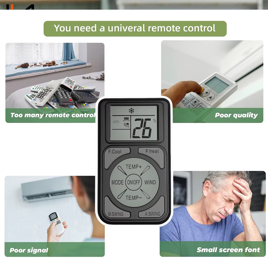 MRSVI Mini Universal A/C Fernbedienung Q58 LCD Controller für Klimaanlagen in Schwarz - Bild 2