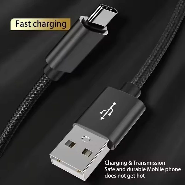 USB-A auf Typ-C Nylon-Datenkabel für Huawei, Samsung und Android-Handys, Farbe: Rot - Bild 1