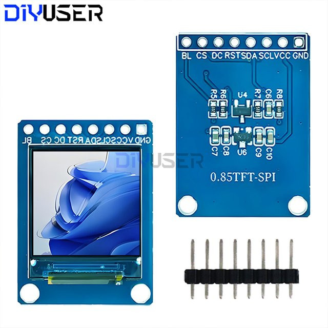 DIYUSER 0,85 Zoll IPS LCD-Anzeigemodul 128x128 SPI GC9107 TFT-Bildschirm in Blau für ESP32 und Raspberry Pi DIY-Projekte - Bild 1