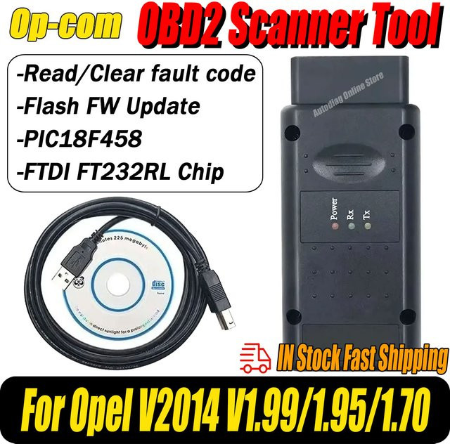 Opcom OBD2-Diagnosescanner für Opel mit Flash-Firmware-Update V2014, Farbe: Schwarz - Bild 1