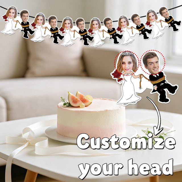 Personalisiertes WEIGAO Gesichtsbanner aus Papier für Hochzeiten und Jubiläen, Mehrfarbig - Bild 1