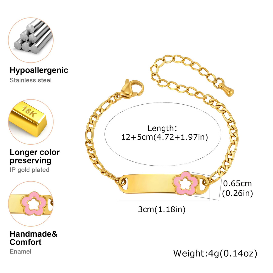 Meaeguet Armband, 18K Vergoldet, Blumen-ID-Anhänger, Kinder - Bild 2