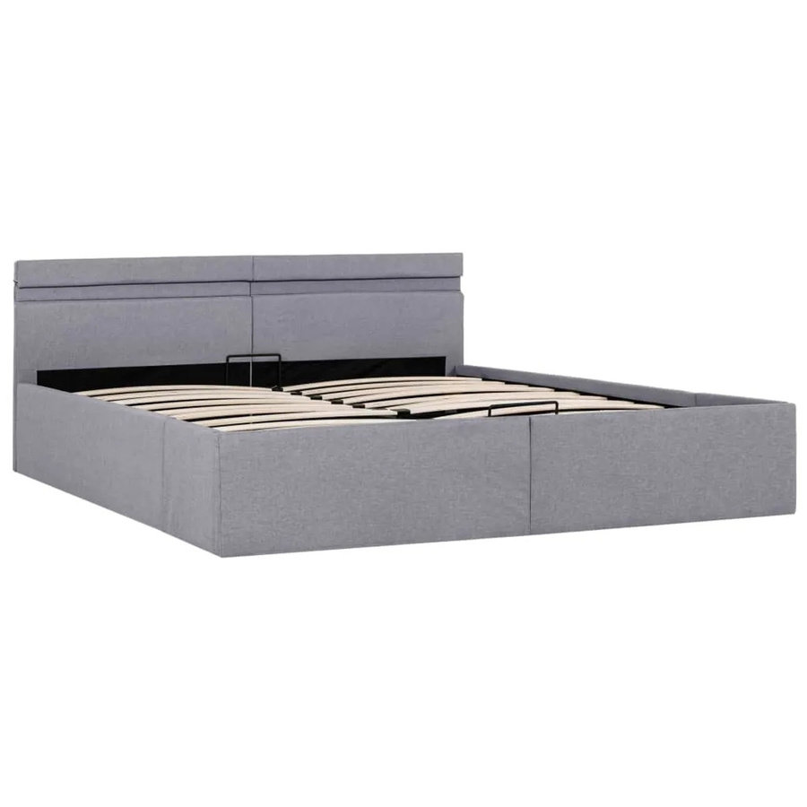 vidaXL Bett mit hydraulischem Bettkasten, LED-Beleuchtung und USB-Anschluss, Hellgrau, Stoff, B/T: 180 x 200 cm, H: 188 cm - Bild 2