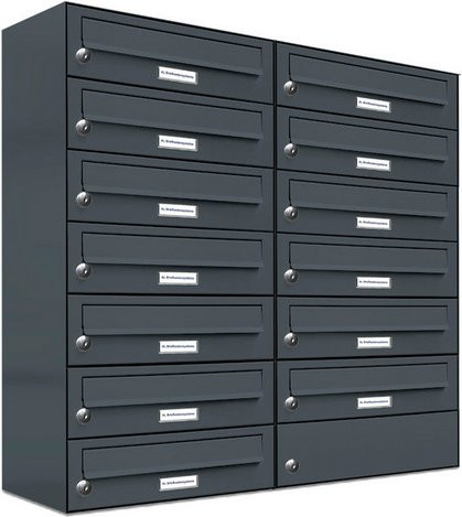 AL Briefkasten für 13 Parteien, Aufputzmontage, grau, B/H/T: 76,6 x 80,5 x 27,5 cm - Bild 1
