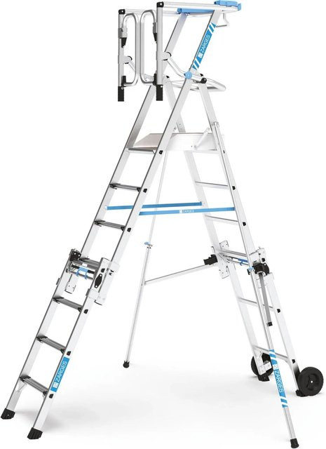 Zarges Teleskop-Plattformleiter Masterflex Plus S aus Aluminium in Silber, Höhe: 150 cm, Breite: 55 cm, Tiefe: 40 cm - Bild 1