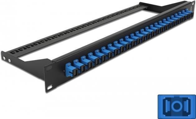 Delock LWL-Patchpanel 24 Port SC SM X 24, Rack montierbar, Schwarz, Blau, 1 HE, Breite: 48,3 cm - Bild 1