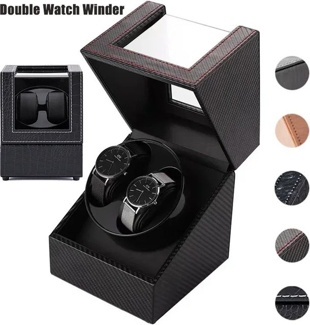 CHIICSMART Uhrenbeweger, Edelstahl, Schwarz, Unisex, für 2 Automatikuhren - Bild 1