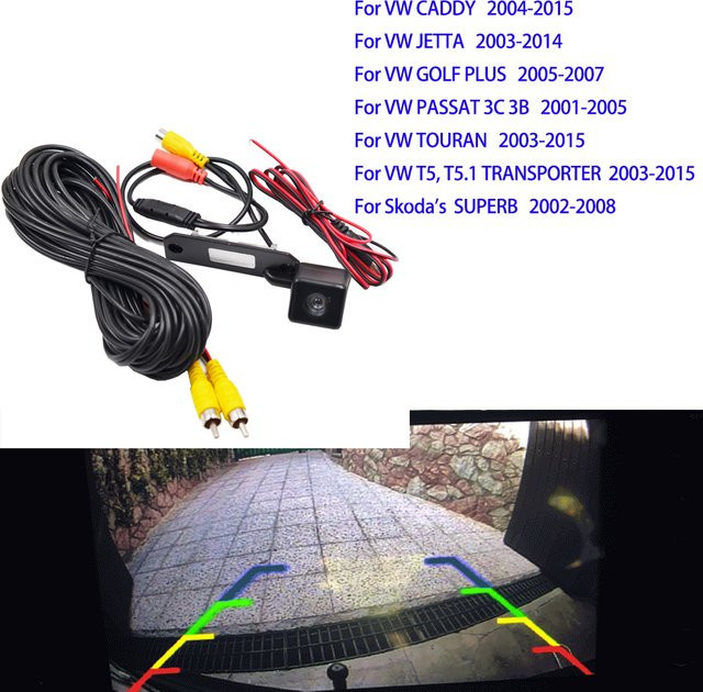 BYNCG HD Auto-Rückfahrkamera mit 120-Grad-Weitwinkel in Schwarz für VW Transporter T5 T30 Caddy Passat B5 Touran Jetta - Bild 1