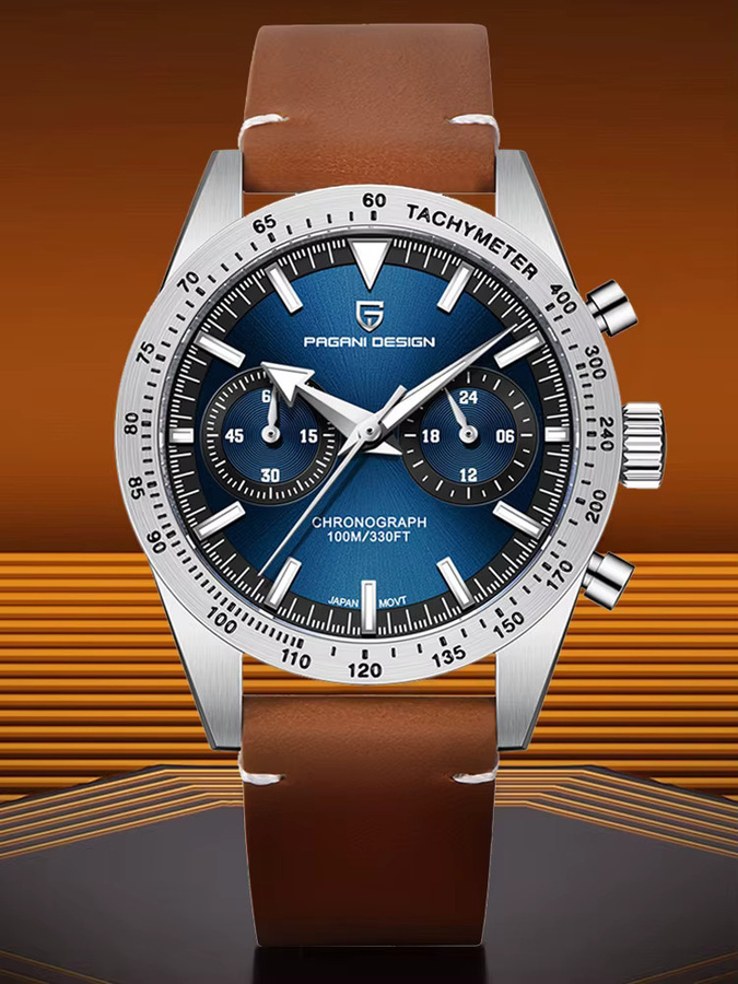 PAGANI DESIGN Chronograph, Quarz, Edelstahl, Blau, Saphirglas, Herren - Bild 6