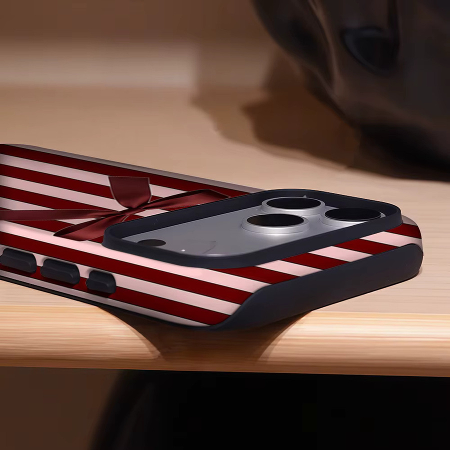 Robuste Apple iPhone Handyhülle mit Schleifenmuster in Burgunderrot für iPhone 17 16 15 14 13 Pro Max Plus inklusive Magnetfunktion - Bild 4