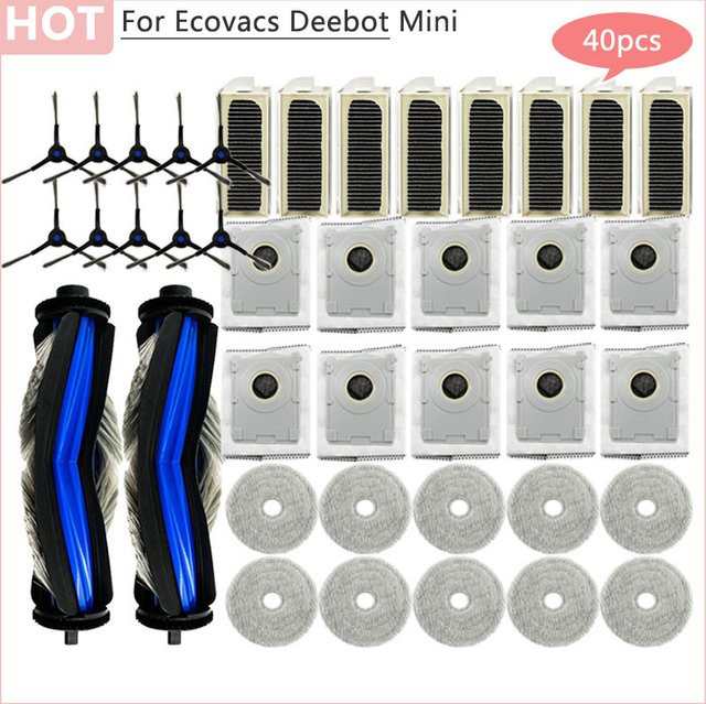 Ersatzset für Ecovacs Deebot Mini: Hauptseitenbürste, Hepa-Filter, Staubbeutel und Wischtücher - Bild 1
