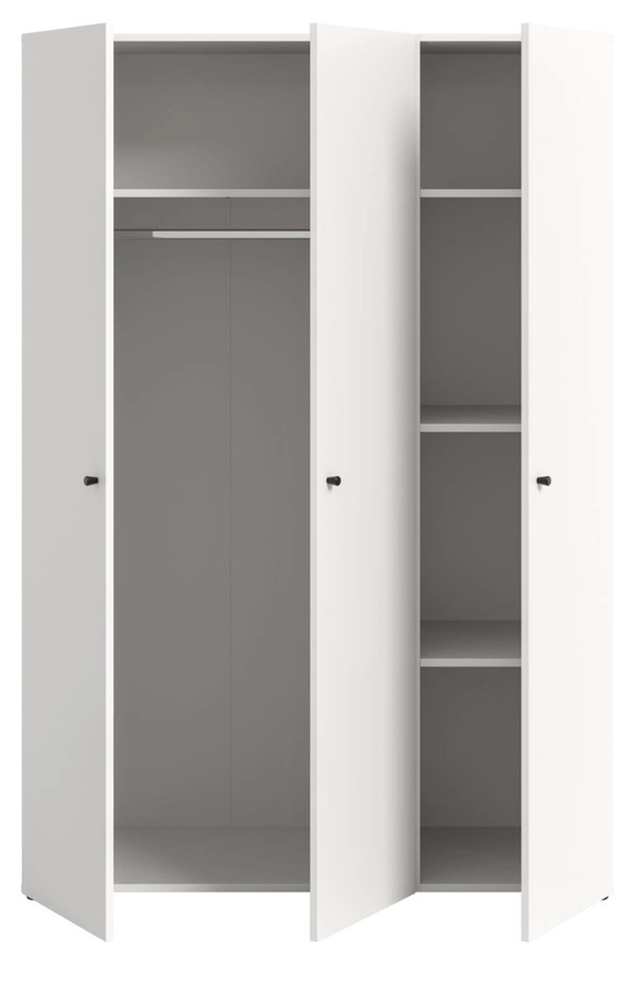 3-türiger Kleiderschrank Carter in Weiß mit Innenausstattung, Breite: 120 cm, Höhe: 176 cm - Bild 4
