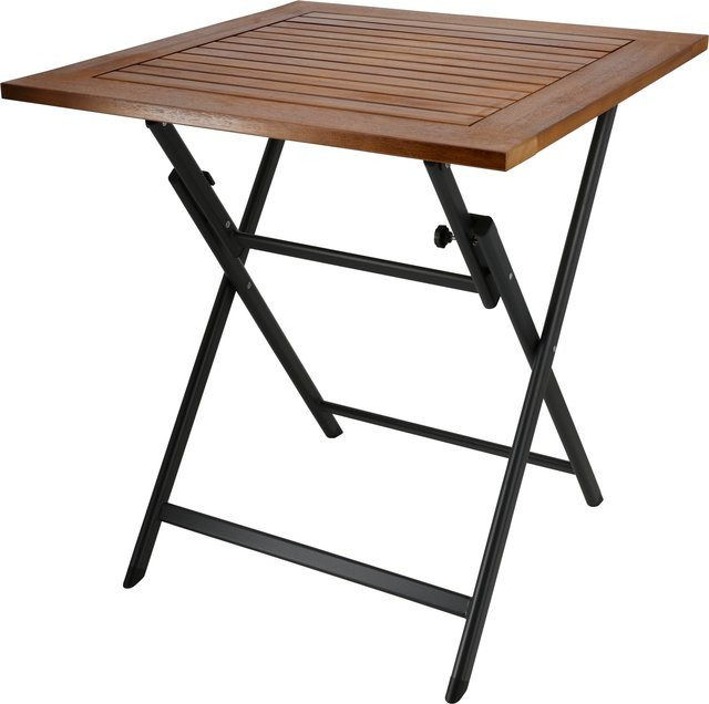 LIVARNO Alu-Klapptisch Valencia in Braun mit Hartholzplatte, B/T/H: 70 x 70 x 74 cm - Bild 1