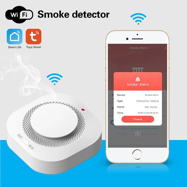 Tuya Zigbee WiFi Smart Rauchmelder in Weiß mit SmartLife APP-Steuerung und Echtzeitüberwachung - Bild 1