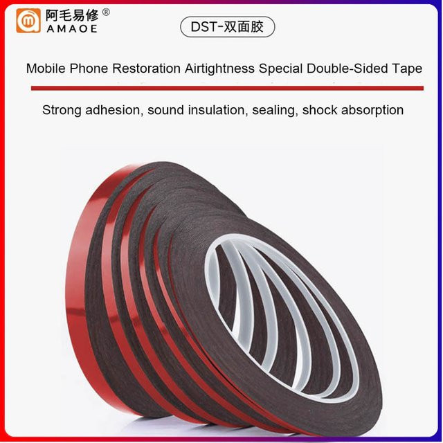 Amaoe Doppelseitiges Klebeband in Schwarz für Handy, Tablet und LCD-Bildschirm mit 0,23/0,3 mm Stärke und hoher Temperaturbeständigkeit - Bild 1
