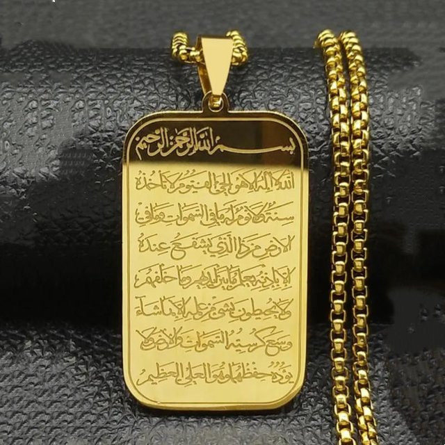 Halskette mit Anhänger, Edelstahl, Gold, Unisex - Bild 1