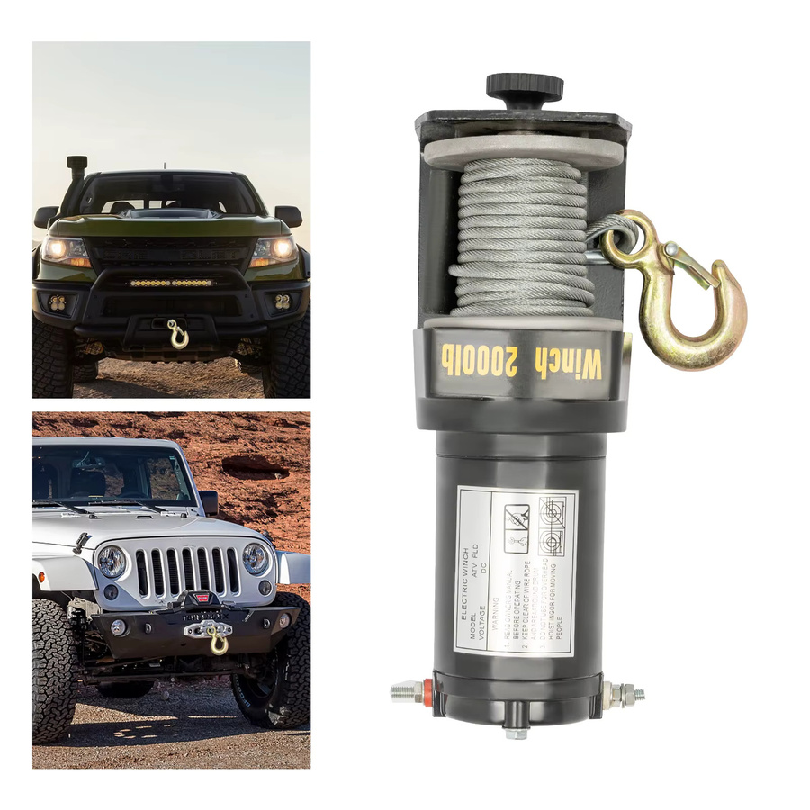 Bymaocar Elektrische Winde 12V mit Fernbedienung, Tragbare Bergungswinde 2000LBS für ATV, LKW, Anhänger und Boote, Schwarz - Bild 3