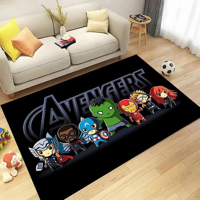 Miniso Disney Marvel Avengers Superheld Bereichsteppich Rutschfest und Waschbar, Farbe: Schwarz, B x L: 120 x 160 cm - Bild 1