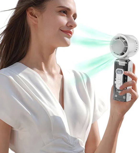 Fireurus Tragbarer Mini-Ventilator USB Wiederaufladbar in Weiß - Bild 1