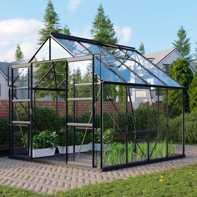 Vitavia Gewächshaus Meridian 6700 in Schwarz mit 6,7 m² Fläche, Aluminiumrahmen und 3 mm Sicherheitsglas - Bild 1